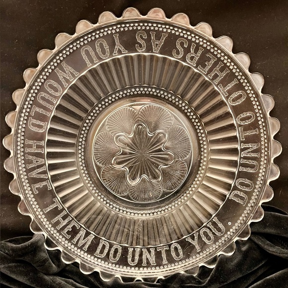McKee and Brothers Bread Plate Glass EAPG 1880’s Golden Rule Dinner Meal Foodie - Picture 9 of 13